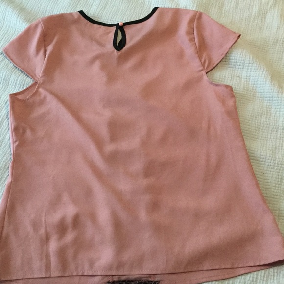 Lily White Pink Blouse with Black Lace - Picture 9 of 10